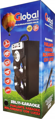 Parlante Bluetooth Premium Torre Doble Con 2 X 10w - Micrófono Karaoke Con  Cable - Fm - Sd - Aux - Usb - Batería 1200ma Color Negro - Global  Electronics (caja X